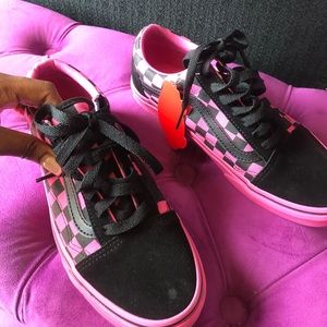 Pink and black vans
